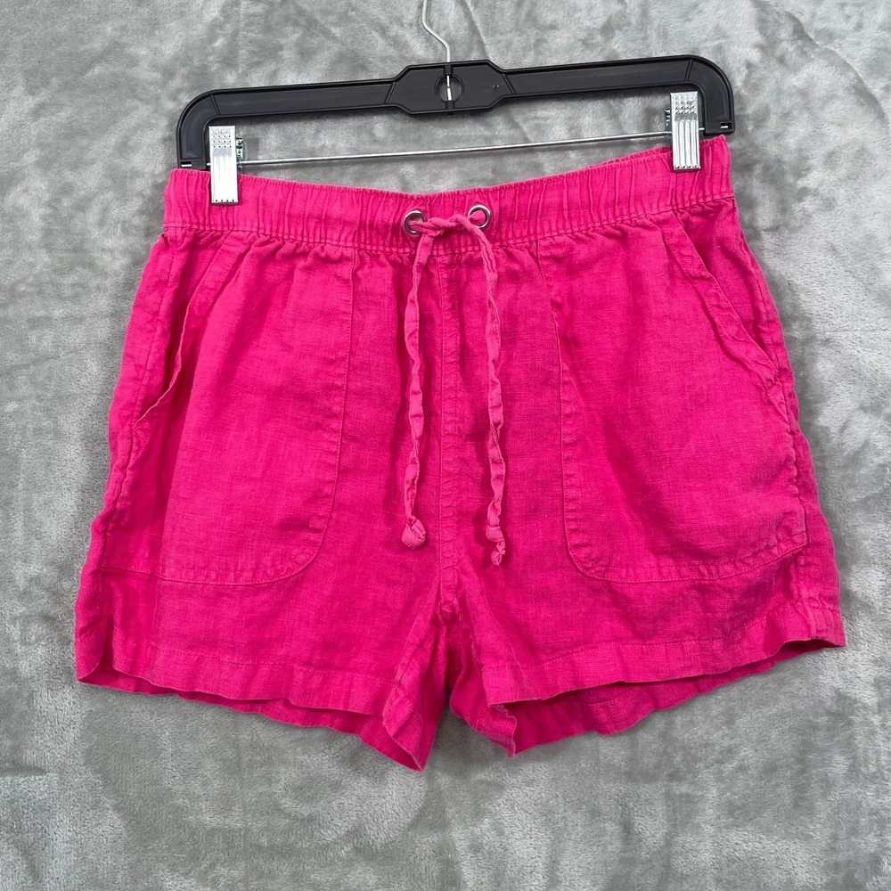 C&C California 100% Linen Women's Small Drawstring Waist Short Bright Pink